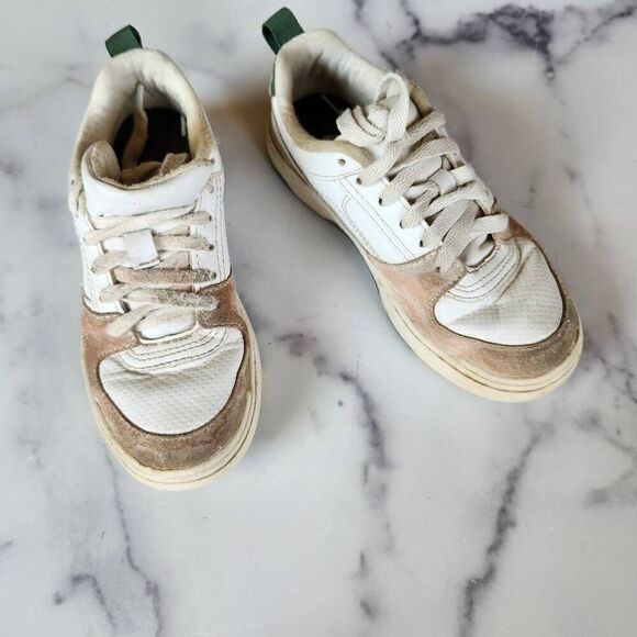 Zara boys size 1 in play condition athletic sporty lace up sneakers white green - Picture 2 of 6